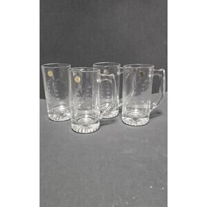 Badash Hand Cut Crystal Beer Mugs Set Of 4 Etched Sailboat Ship Glass Design